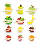Set of fresh fruit and ruler health icon royalty free illustration Set of fresh fruit and ruler health icon royalty free illustration