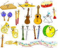 Set of funny cartoon musical instruments