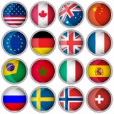 Set of glossy buttons or icons with flags popular countries royalty free illustration Set of glossy buttons or icons with flags popular countries royalty free illustration