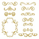 Set of gold abstract curly headers, design element set isolated on white background. royalty free illustration Set of gold abstract curly headers, design element set isolated on white background. royalty free illustration