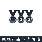 Set of gold silver bronze medals icon flat royalty free illustration Set of gold silver bronze medals icon flat royalty free illustration