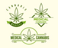 Set of green medical cannabis emblem, logo . classic vintage style Stock Photography Set of green medical cannabis emblem, logo . classic vintage style Stock Photography