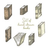 Set of hand drawing sketch books for concept vintage design fair or festival flyer, paper, banner, school library retro royalty free illustration Set of hand drawing sketch books for concept vintage design fair or festival flyer, paper, banner, school library retro royalty free illustration