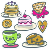 Set of hand drawn desserts. Vector illustration Royalty Free Stock Photo Set of hand drawn desserts. Vector illustration Royalty Free Stock Photo