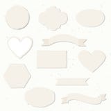 Set of hand drawn shapes in vintage style. Retro hearts, banners, circles and ribbons etc. royalty free illustration Set of hand drawn shapes in vintage style. Retro hearts, banners, circles and ribbons etc. royalty free illustration