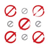 Set of hand-drawn simple vector prohibition icons, collection Royalty Free Stock Images Set of hand-drawn simple vector prohibition icons, collection Royalty Free Stock Images