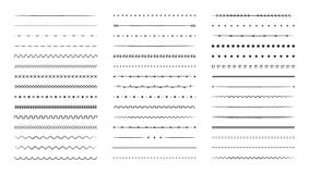 Set of hand drawn vector line border. Lines, borders, underline pencil strokes, drawing dividers. Doodle design. Geometric vintage