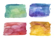 Set of hand painted watercolor backgrounds, green, blue, red and yellow royalty free illustration Set of hand painted watercolor backgrounds, green, blue, red and yellow royalty free illustration