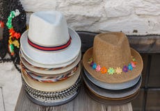 Set of hats of the same size, but different aesthetics royalty free stock photo Set of hats of the same size, but different aesthetics royalty free stock photo