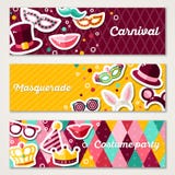 Set of Horizontal Banners with Carnival Masks vector illustration Set of Horizontal Banners with Carnival Masks vector illustration