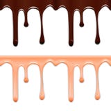 Set of horizontal seamless drip glaze. Chocolate and pink smudges on white background. vector illustration Set of horizontal seamless drip glaze. Chocolate and pink smudges on white background. vector illustration