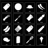 Set of Ice cream, Whisk, Lime, Pickles, Cucumber, Pasta, Chives, Jelly, Jam icons stock illustration Set of Ice cream, Whisk, Lime, Pickles, Cucumber, Pasta, Chives, Jelly, Jam icons stock illustration