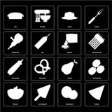 Set of Pizza, Coconut, Pasta, Pear, Mustard, Seeds, Grinder, Jelly, Pie icons stock illustration Set of Pizza, Coconut, Pasta, Pear, Mustard, Seeds, Grinder, Jelly, Pie icons stock illustration