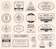 Set of international visa stamps. Vintage travel visa passport stamps royalty free illustration Set of international visa stamps. Vintage travel visa passport stamps royalty free illustration
