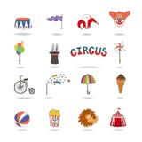 Set kolorowe wektorowe cyrkowe ikony ilustracja wektor Set kolorowe wektorowe cyrkowe ikony ilustracja wektor