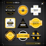 Set of 9 labels in techno style