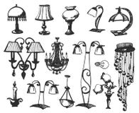 Set lamps isolated on white background. Vector illustration in a sketch style. vector illustration Set lamps isolated on white background. Vector illustration in a sketch style. vector illustration