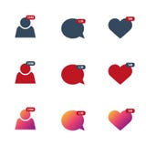 Set of Like, Comment, Follower isolated counter notification. Flat Social Media Sign. Vector illustration. stock illustration Set of Like, Comment, Follower isolated counter notification. Flat Social Media Sign. Vector illustration. stock illustration