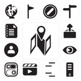 Set of Map, Server, Lines, Video player, Switch, View, User, Upl vector illustration Set of Map, Server, Lines, Video player, Switch, View, User, Upl vector illustration
