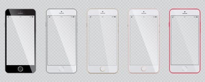 Set of modern smartphones with a transparent screen. royalty free illustration Set of modern smartphones with a transparent screen. royalty free illustration