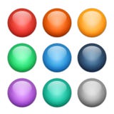 Set of multicolored glass spheres with shadows royalty free illustration Set of multicolored glass spheres with shadows royalty free illustration