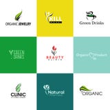 Set of natural and organic products logo templates and ic vector illustration Set of natural and organic products logo templates and ic vector illustration