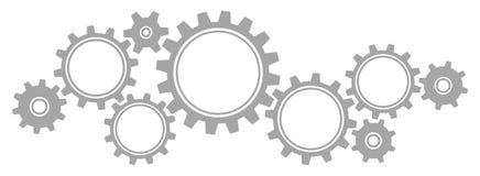 Nine Big And Little Gears Border Graphics Gray Horizontal royalty free illustration Nine Big And Little Gears Border Graphics Gray Horizontal royalty free illustration