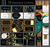 Set Of 13 Double Business Cards, Colorful Royalty Free Stock Photography