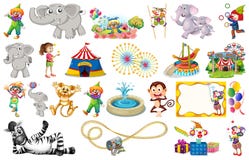 Set Of Animal And Circus Stock Photos