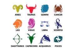 Set Of Astrological Zodiac Symbols - Horoscope Sig Royalty Free Stock Photos