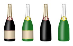 Set Of Bottles For Wine And Champagne Stock Photos