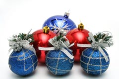 Set Of Celebratory Christmas-tree Decorations Of Blue Color Stock Photos Set Of Celebratory Christmas-tree Decorations Of Blue Color Stock Photos