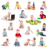 Set Of Crawling Babies Or Toddlers With Toys Royalty Free Stock Photo Set Of Crawling Babies Or Toddlers With Toys Royalty Free Stock Photo