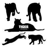 Set Of Five Tiger Silhouettes Stock Images Set Of Five Tiger Silhouettes Stock Images