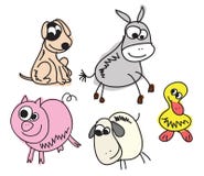 Set Of Funny Sketch Animals Stock Photography