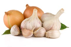 Set Of Garlic And Onion Isolated On White Royalty Free Stock Images Set Of Garlic And Onion Isolated On White Royalty Free Stock Images