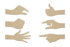 Set Of Gesture Hand Paper Stock Photography