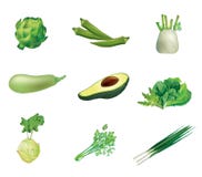 Set Of Green Vegetables Royalty Free Stock Photography Set Of Green Vegetables Royalty Free Stock Photography