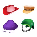 Set Of Hats And Helmet On White Background Stock Photos