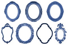 Set Of Oval Decorative Vintage Blue Wooden Frames Isolated On White Royalty Free Stock Images Set Of Oval Decorative Vintage Blue Wooden Frames Isolated On White Royalty Free Stock Images