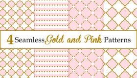 Set Of Seamless Gold And Pink Patterns. Baby Girl Patterns Royalty Free Stock Photo Set Of Seamless Gold And Pink Patterns. Baby Girl Patterns Royalty Free Stock Photo