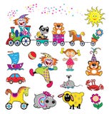 Set Of Simple Pictures With Toys Royalty Free Stock Image Set Of Simple Pictures With Toys Royalty Free Stock Image