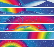 Set Of Six Banners With Rainbow Royalty Free Stock Photos