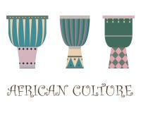 Set Of Three Traditional African Drums Stock Photos