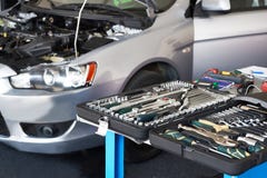 Set Of Tools On Table In Car Service Stock Photos Set Of Tools On Table In Car Service Stock Photos