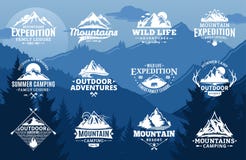 Set Of Vector Mountain And Outdoor Adventures Logo Stock Photos Set Of Vector Mountain And Outdoor Adventures Logo Stock Photos