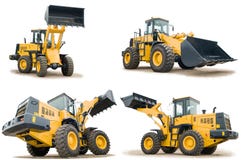 Set Of Wheel Loaders Isolated Royalty Free Stock Photography Set Of Wheel Loaders Isolated Royalty Free Stock Photography