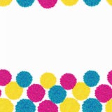 Set of pastel retro boho pompom bobble from wool, clutch in magenta, turquoise and yellow. Bordure in a row. royalty free illustration Set of pastel retro boho pompom bobble from wool, clutch in magenta, turquoise and yellow. Bordure in a row. royalty free illustration
