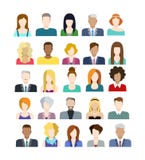 Set of people icons in flat style with faces