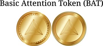 Set of physical golden coin Basic Attention Token BAT, digital cryptocurrency. Basic Attention Token BAT icon set. vector illustration Set of physical golden coin Basic Attention Token BAT, digital cryptocurrency. Basic Attention Token BAT icon set. vector illustration